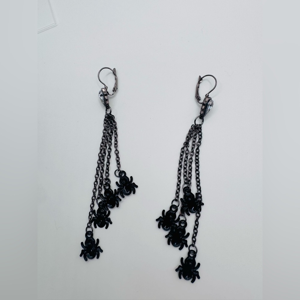 Black Spider Drop Dangle Hoop Fashion Earrings | New in Box